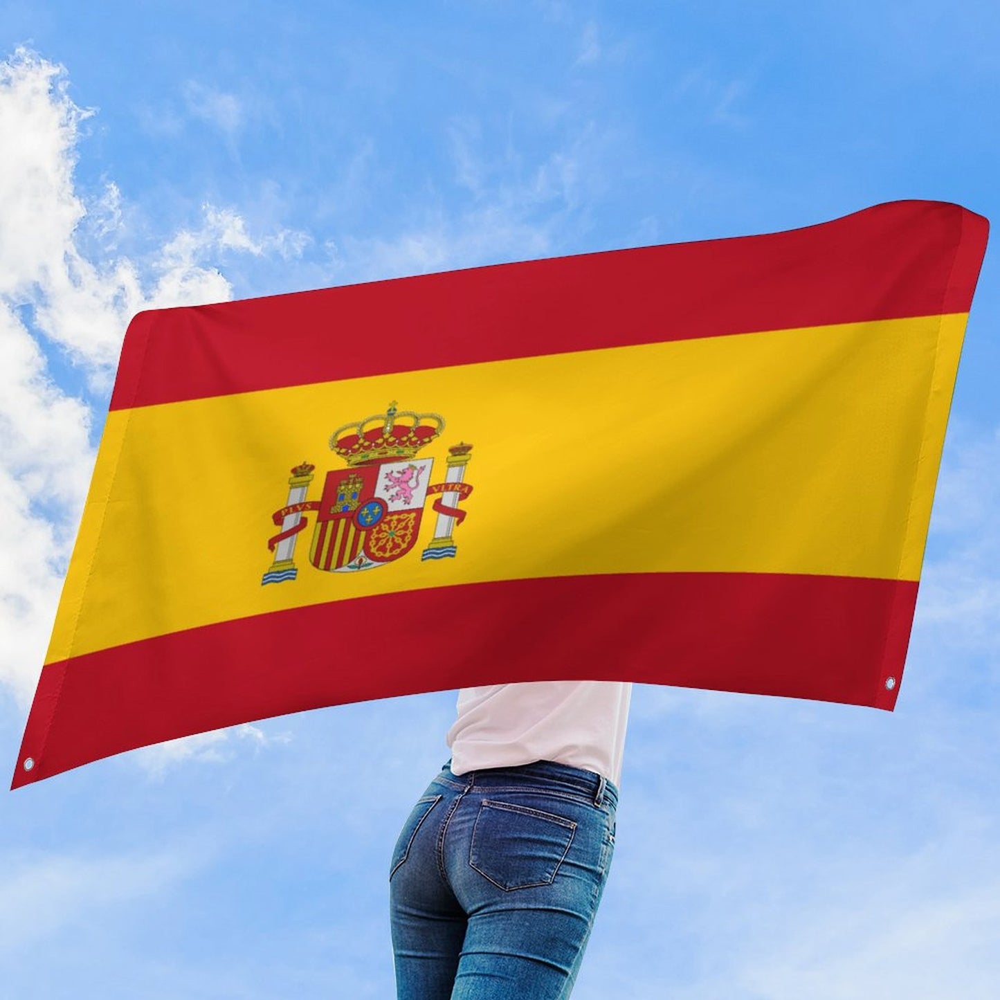Spain Flag Inspired Wall Mount Flag with Four Grommets (35x59 in)