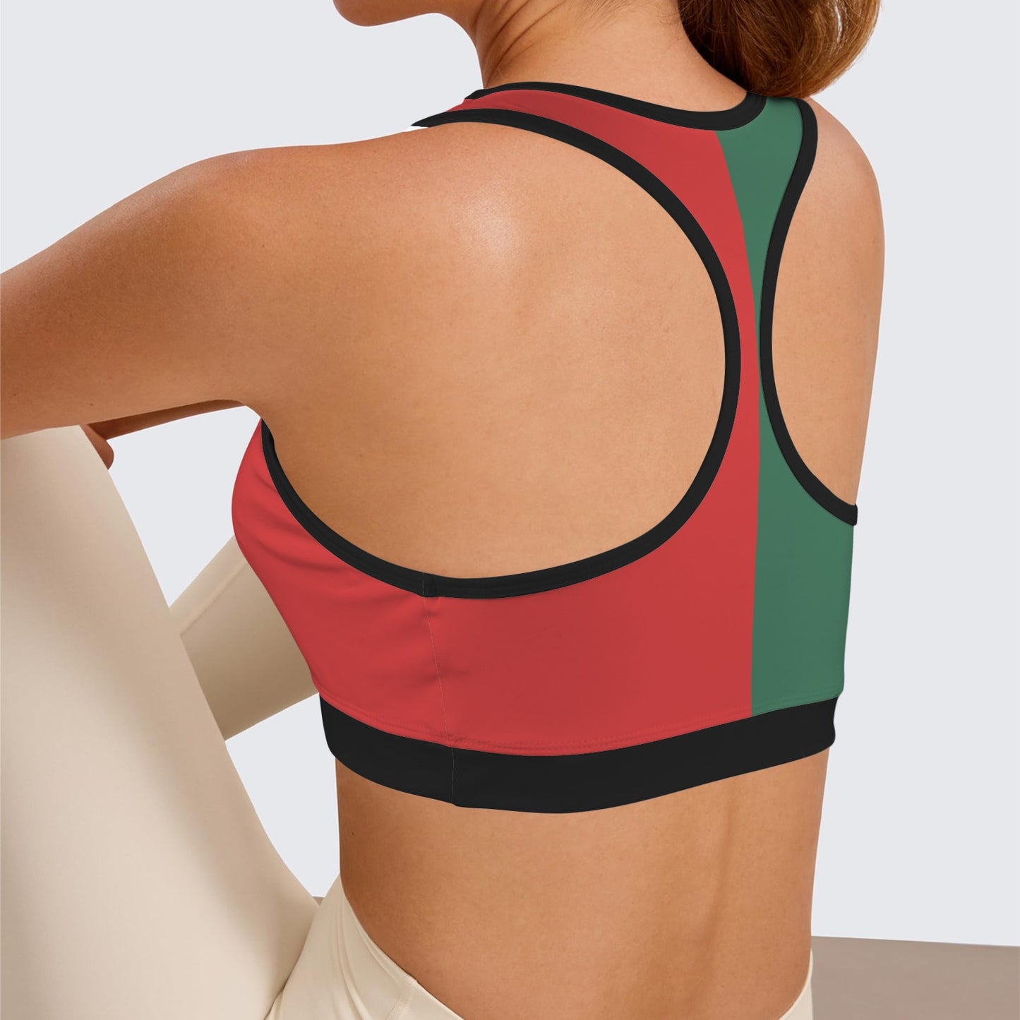 Mexico Flag Inspired Racerback Sports Bra
