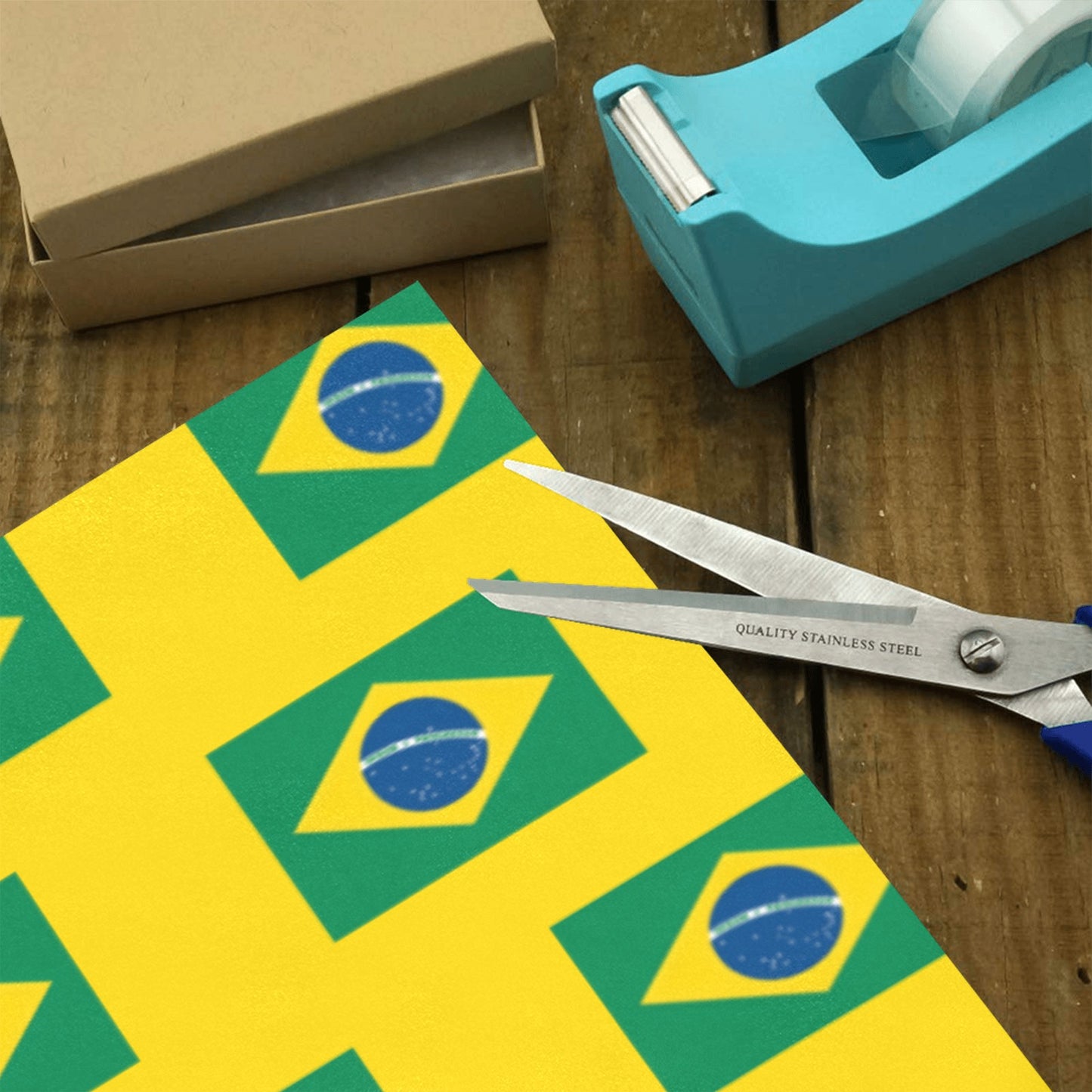 Brazil Flag Custom Gift Wrapping Paper 58"x 22.5" (4 Rolls)