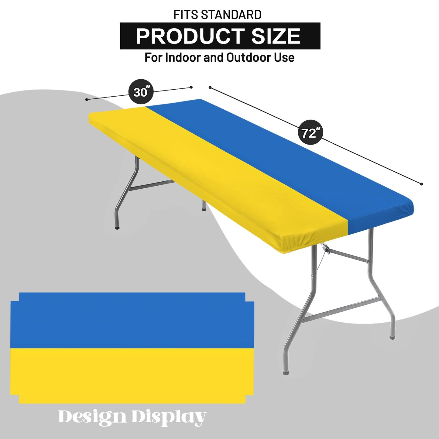 Ukraine Flag Inspired Custom Elastic Fitted Tablecloth 72x30 inch (Made in the USA)
