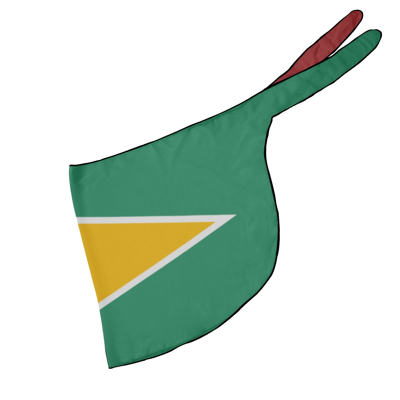 [Brand] pet bandana featuring Guyana flag design, vibrant colors.