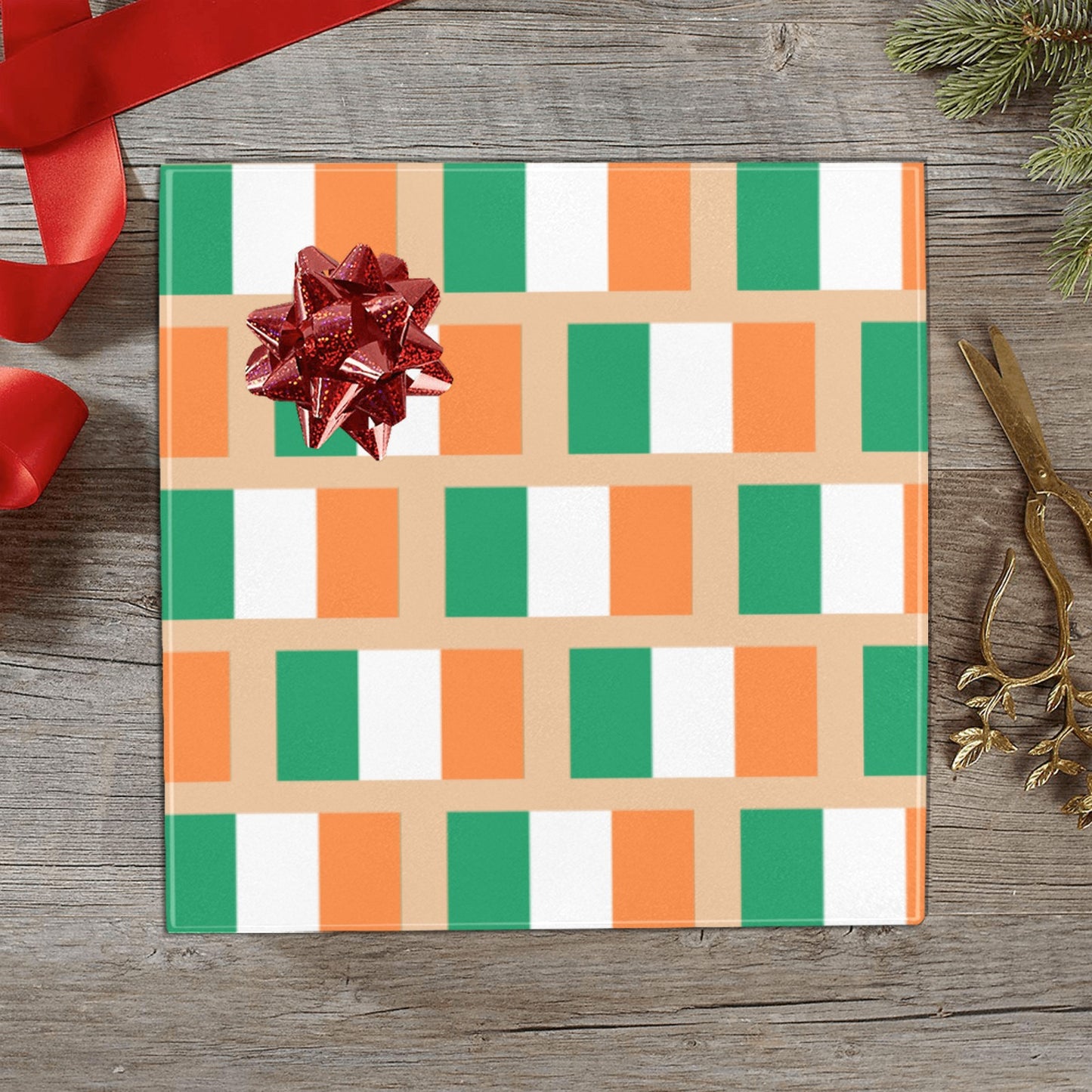 Ireland Flag Inspired Custom Gift Wrapping Paper 58"x 22.5" (4 Rolls)