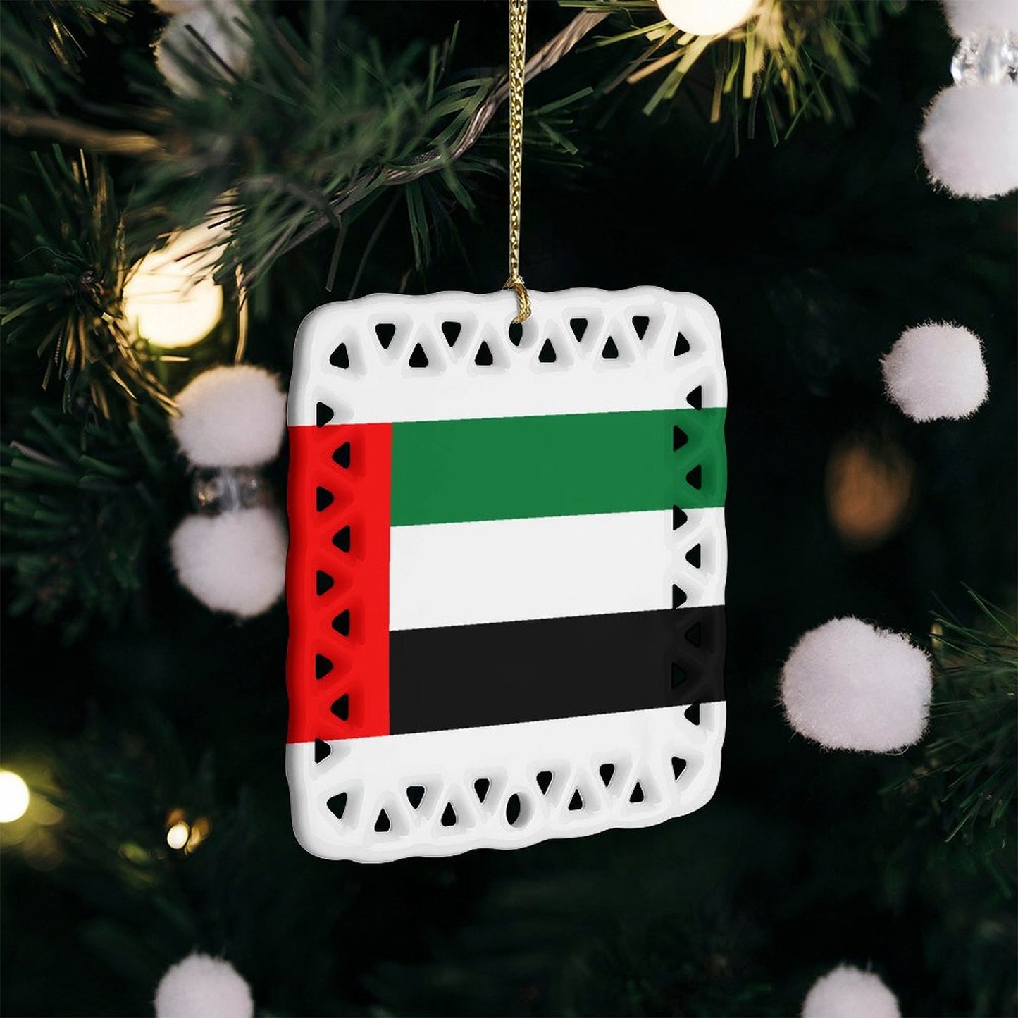 United Arab Emirates Flag Inspired Square Ceramic Ornament Made in the USA
