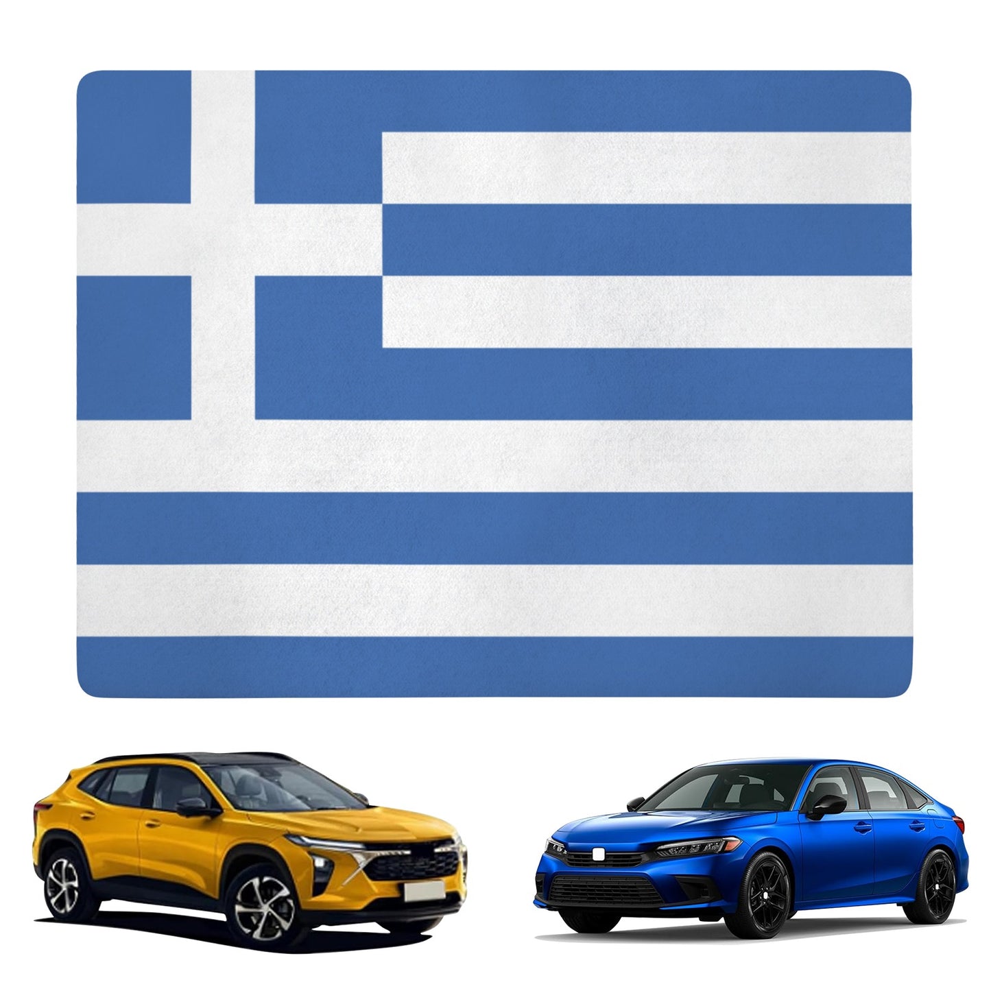 Greece Flag Inspired Car Trunk Mat 100 × 75 cm / 39.4 × 30 in Printed in the USA