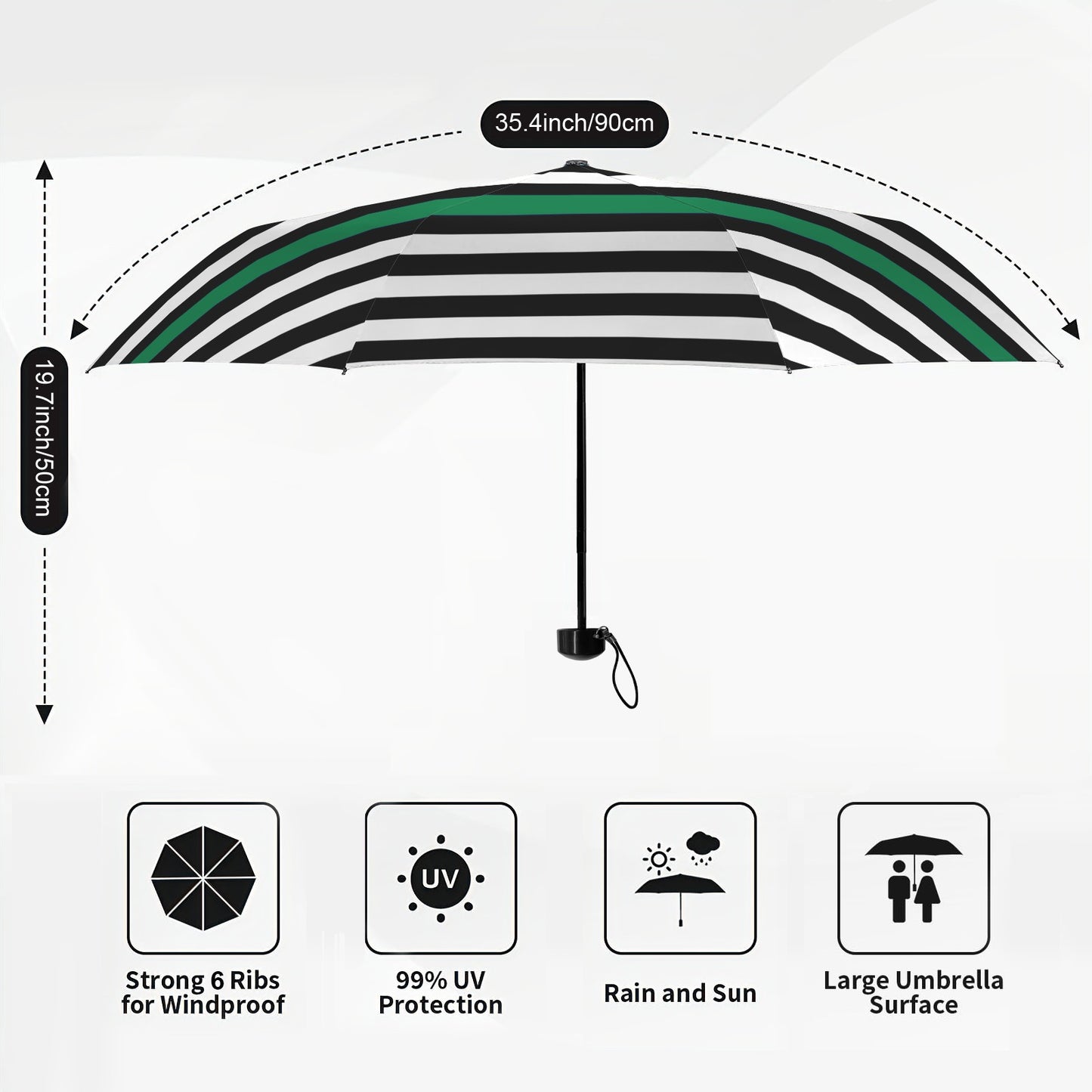 Thin Green Line Flag Inspired Mini Compact Umbrella