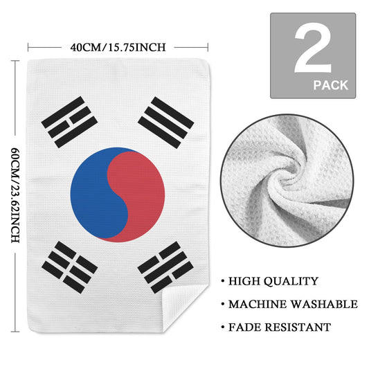 South Korea Flag Inspired Kitchen Towel 40X60cm (Pack of 2) (Made in the USA)
