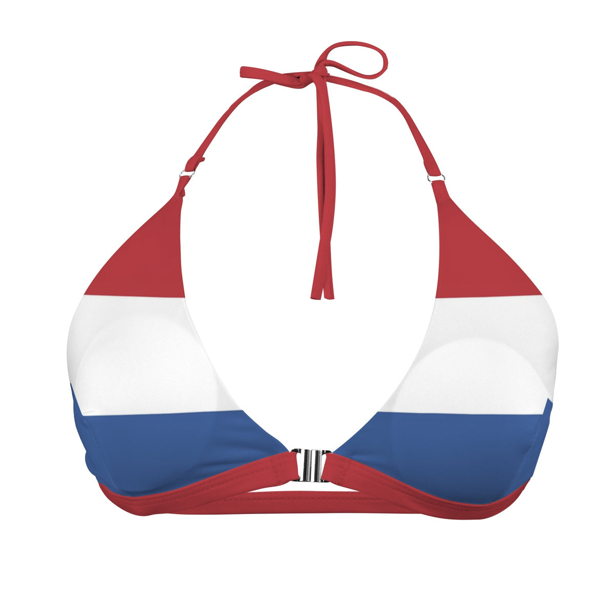 Netherlands Flag Inspired Front Buckle Triangle Bikini Top