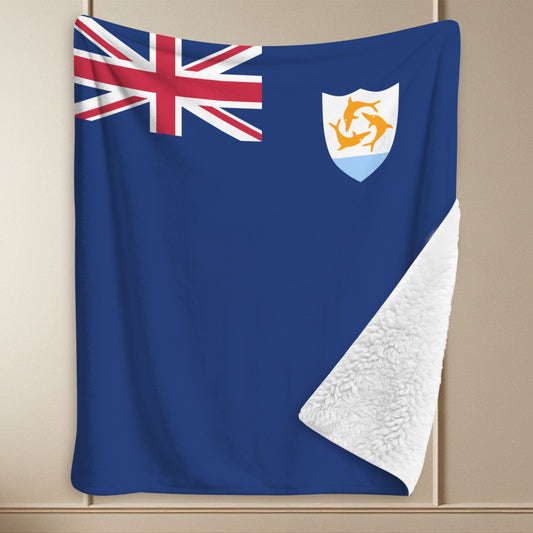 Anguilla Flag Inspired Sherpa Fleece Blanket 90" x 108" | Ships from USA