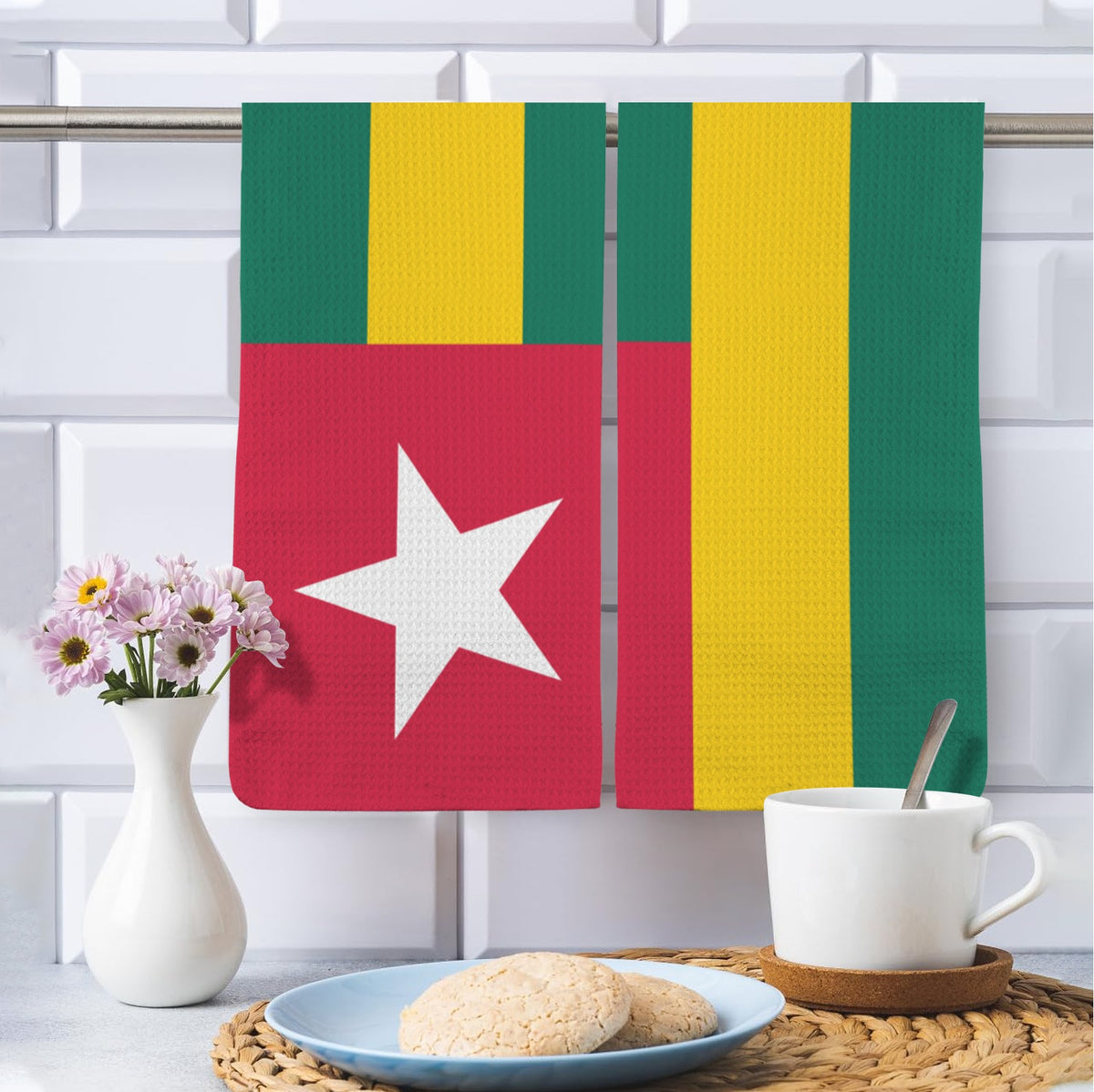 Togo Flag Inspired Kitchen Towel 40X60cm (Pack of 2) | Printed In the USA