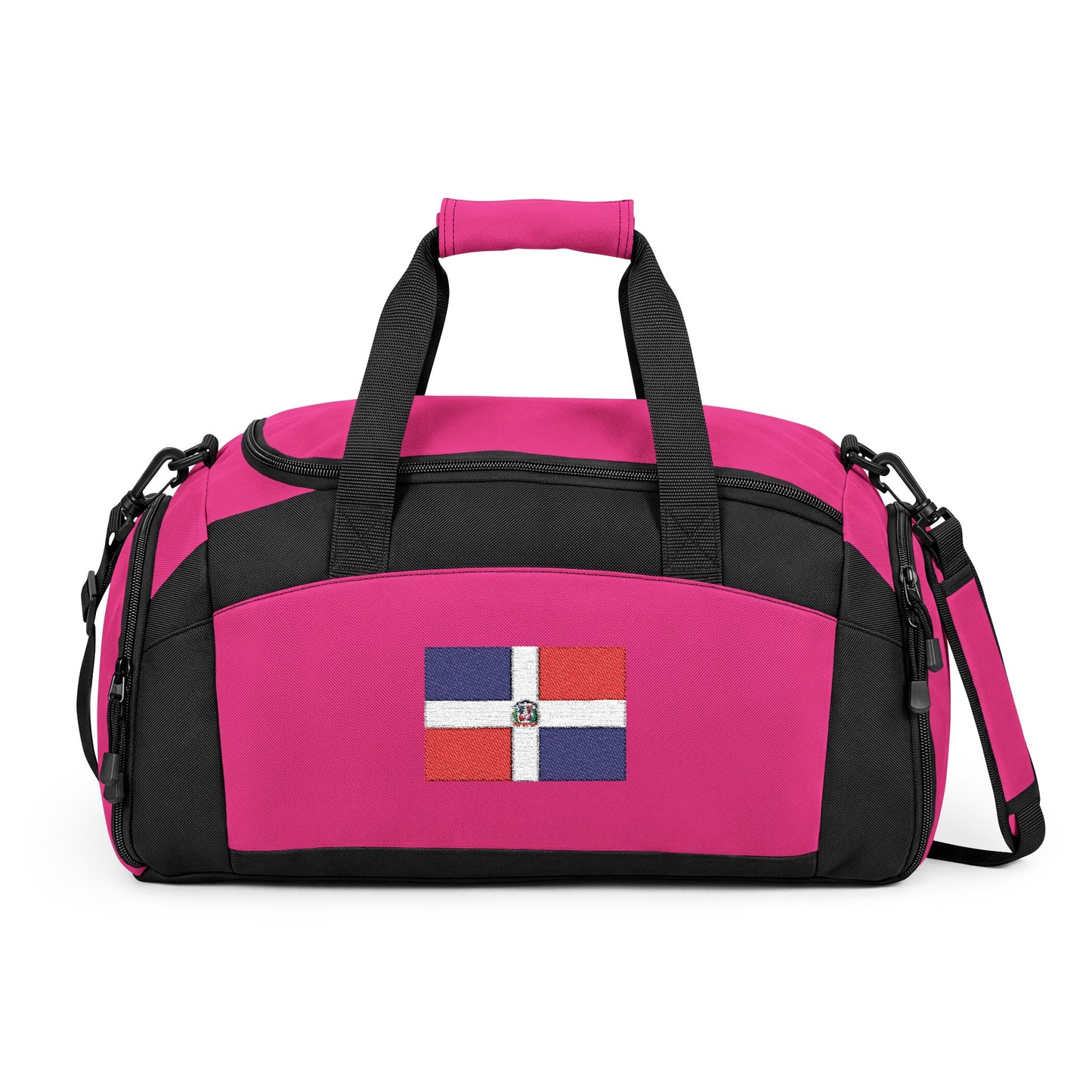 Dominican Republic Flag Gym Bag — Black Duffle with Embroidered Dominican Republic Flag