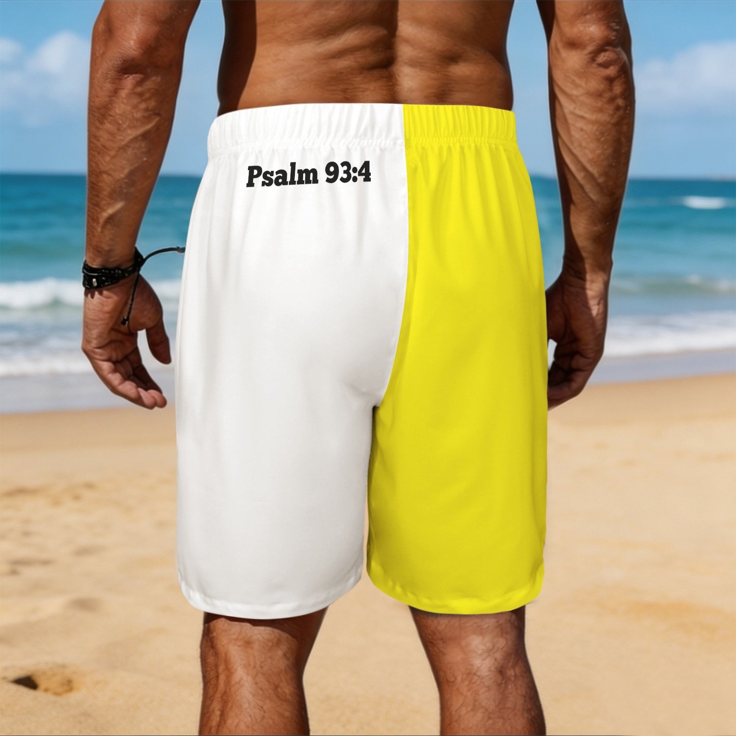 Vatican City Flag Inspired Men’s Draw String Pocket Beach Shorts Printed in the USA