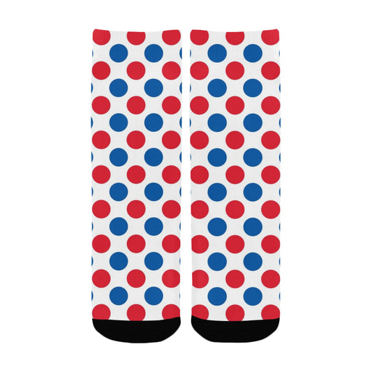 USA/American Flag Inspired Polka Dot Pattern Kid's Custom Socks  (Made in the USA)