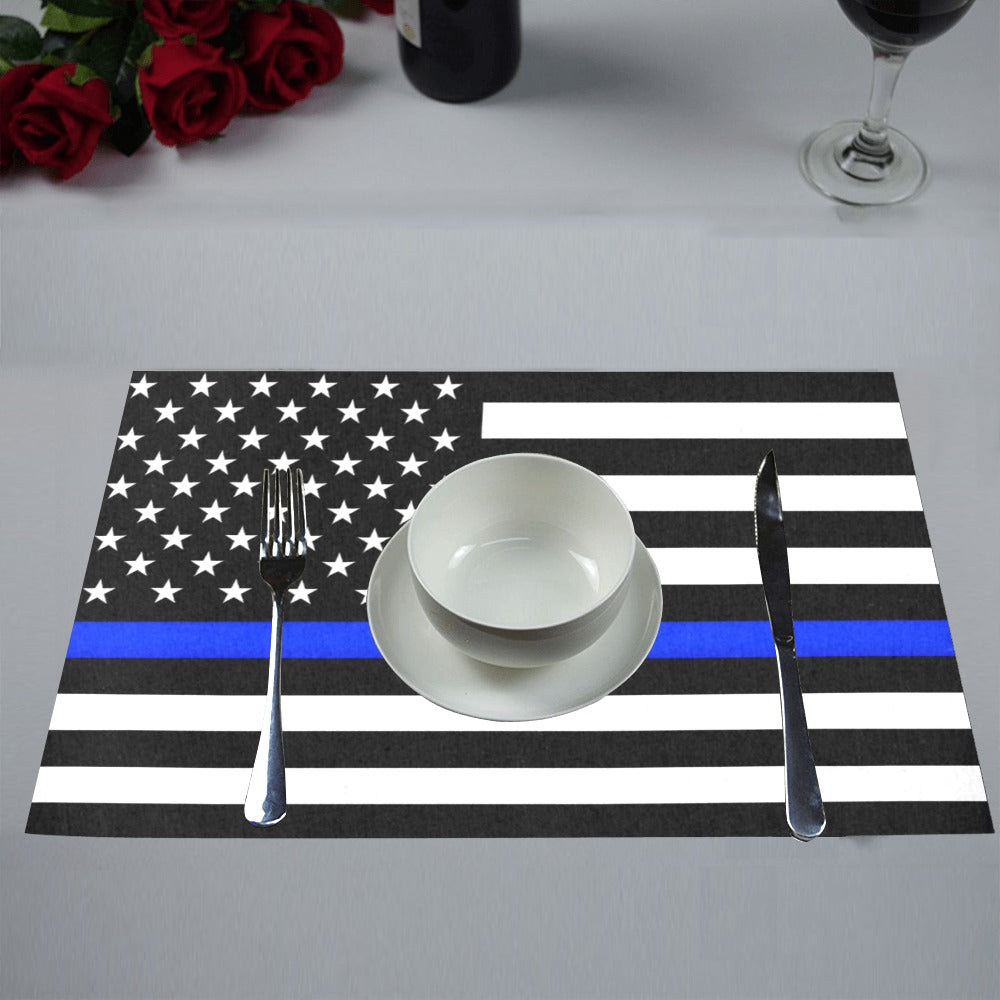 Thin Blue Line Flag Placemats 12" x 18" (Set of 6)