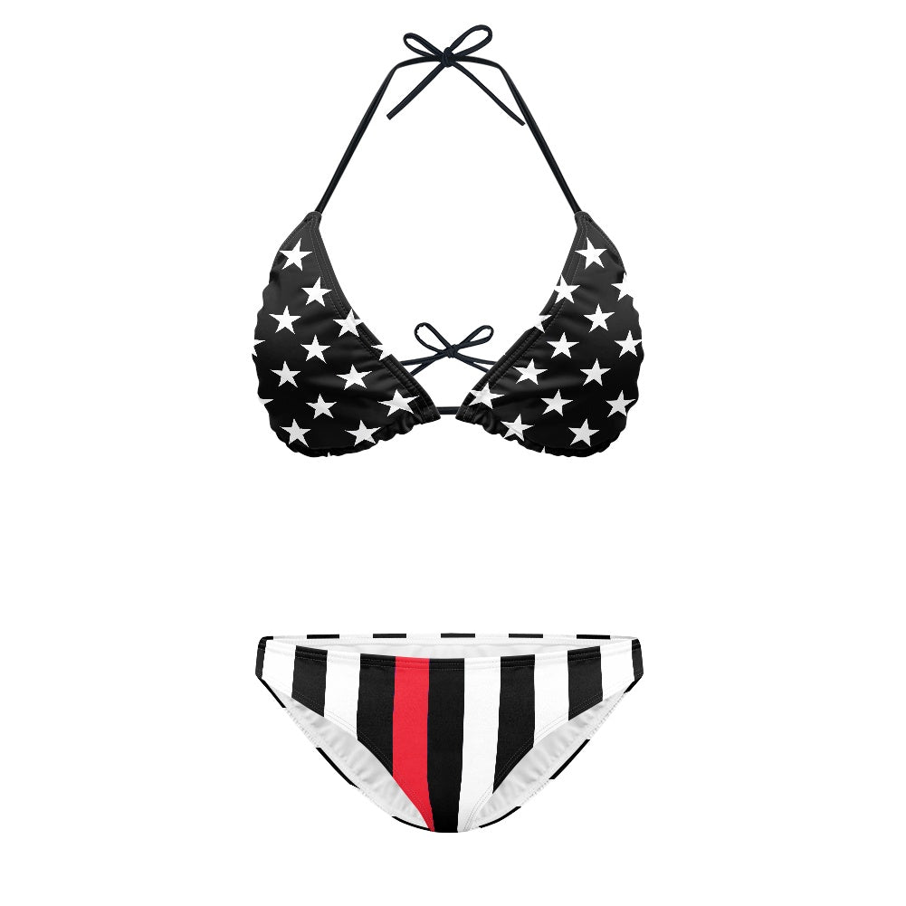 Thin Red Line Flag Inspired Women's Bikini