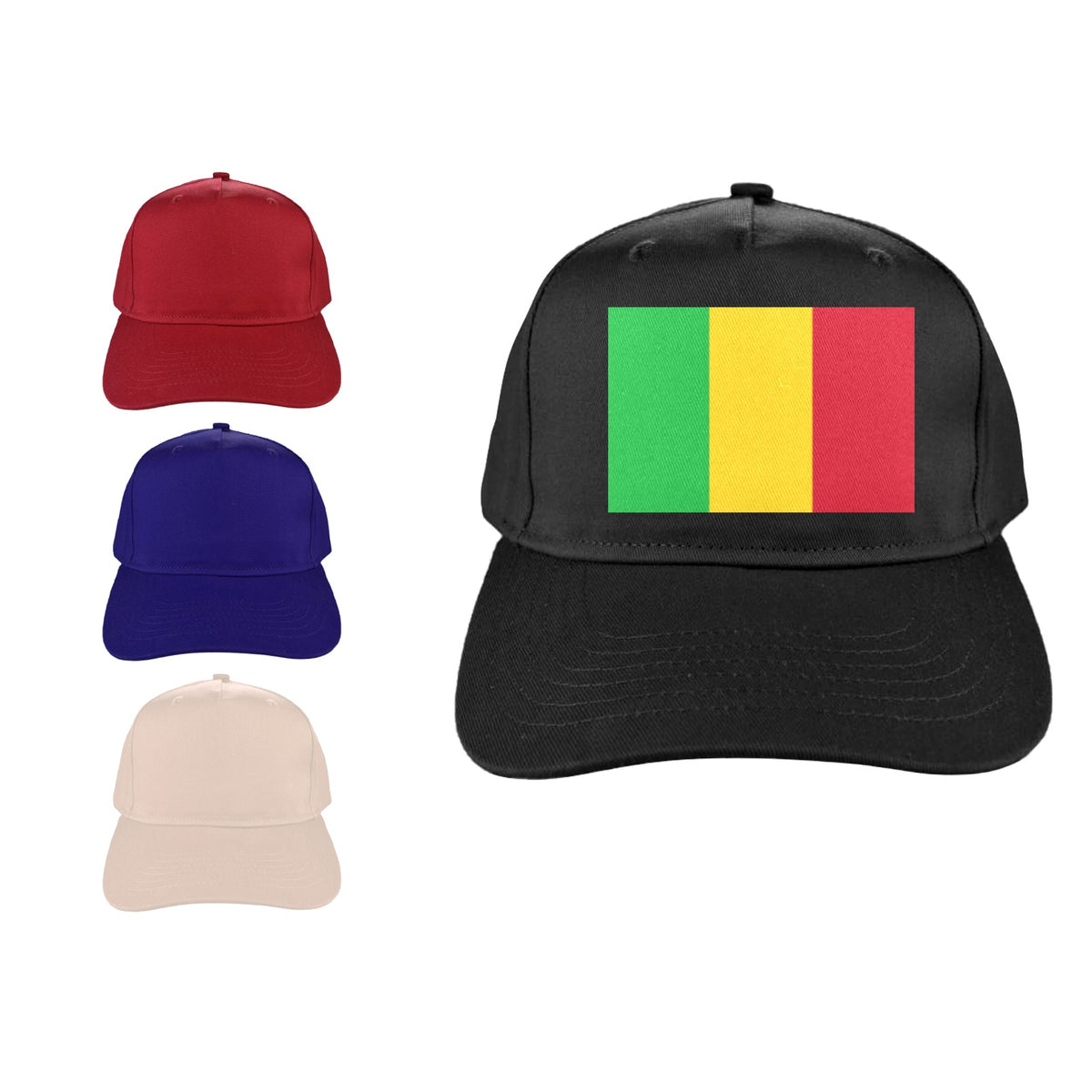 Mali Flag Inspired Baseball Cap | Printed in the  USA