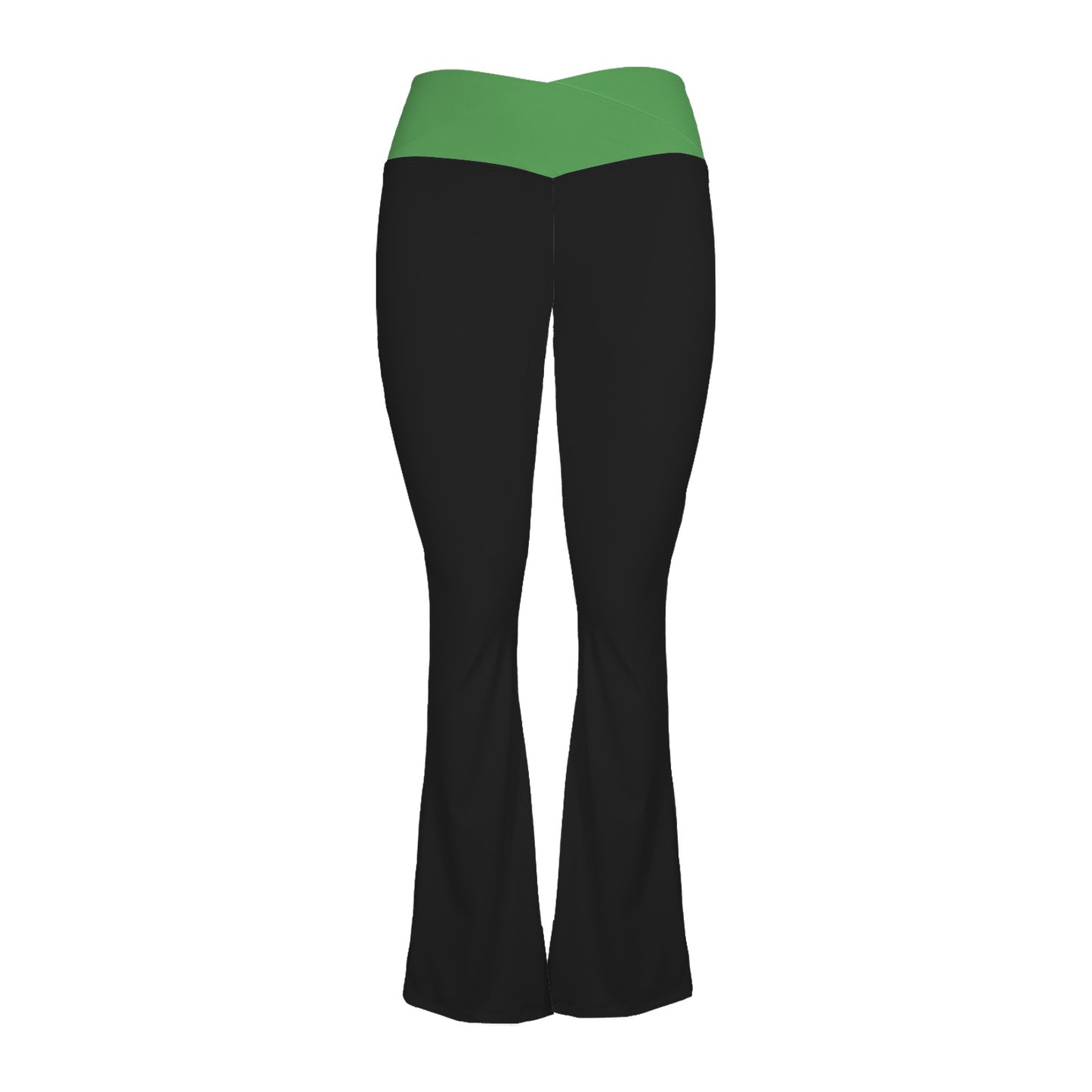 Thin Green Line Flag Inspired Women's V-Crossover High Waisted Flare Leggings