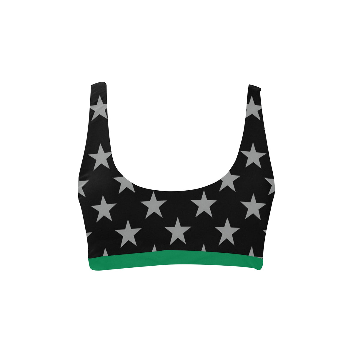 Thin Green Line Flag Inspired Sport Bikini Top