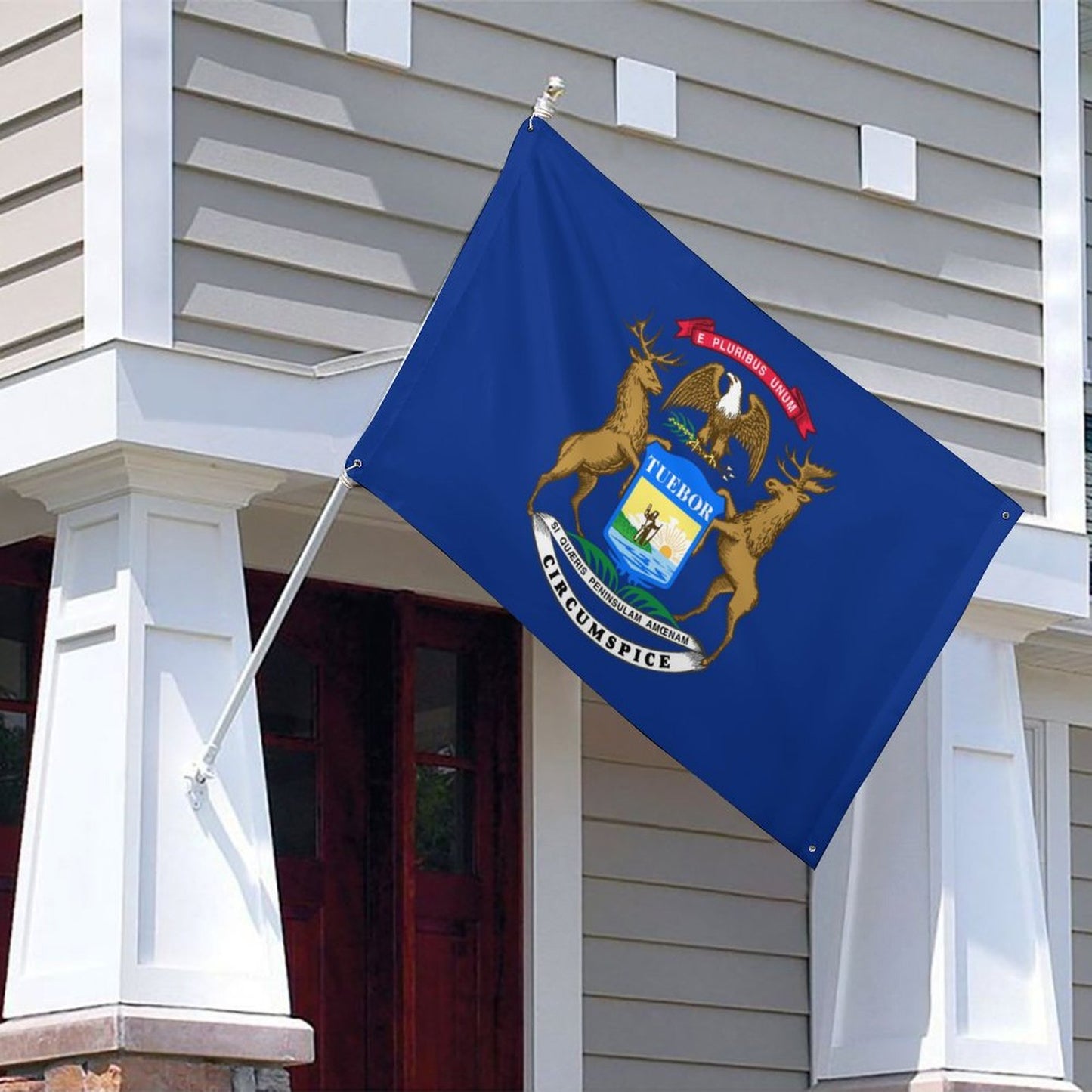 Michigan Flag Inspired Wall Mount Flag with Four Grommets (35x59 in)