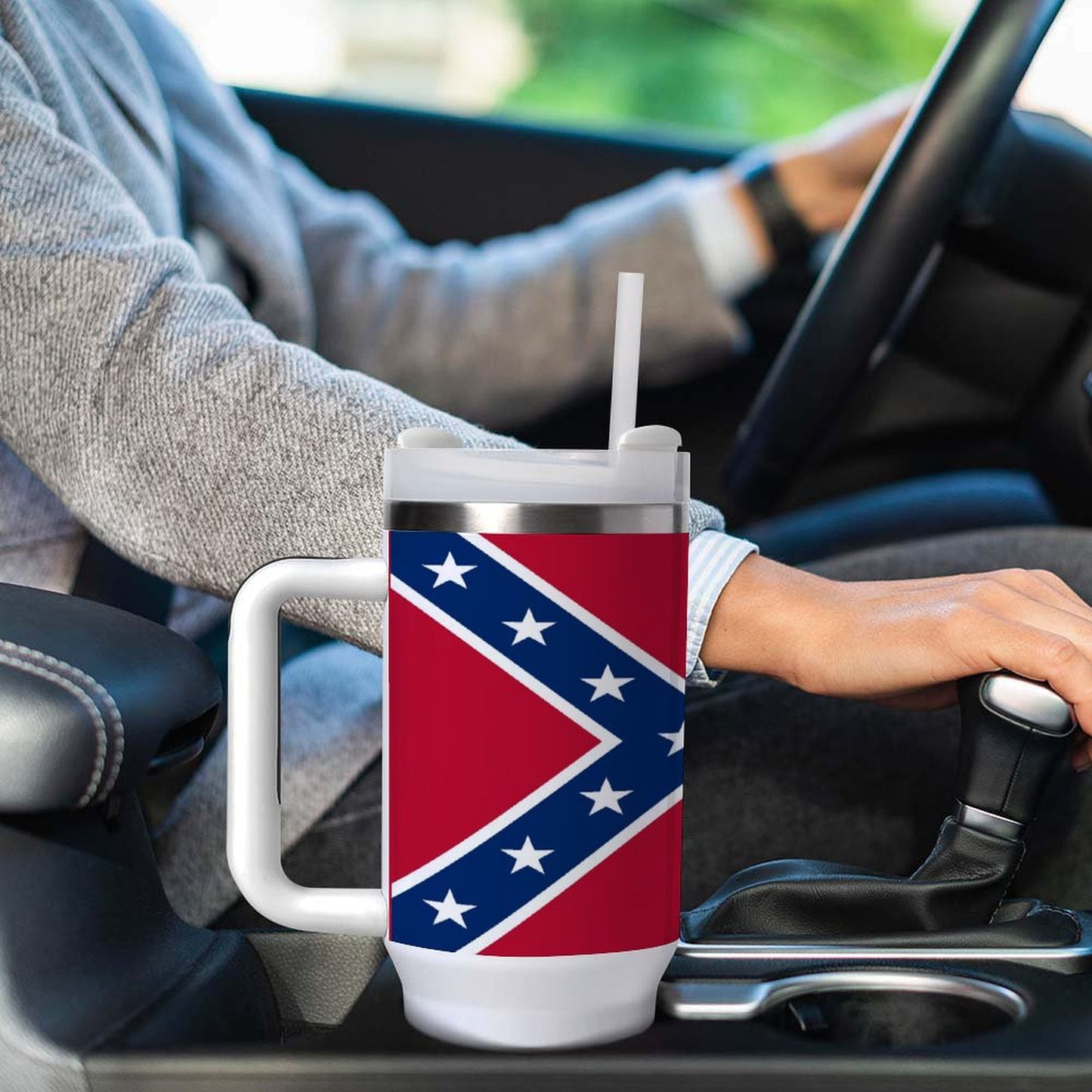 Confederate Battle Flag Design 40 oz Stainless Steel Tumbler (Made in USA)