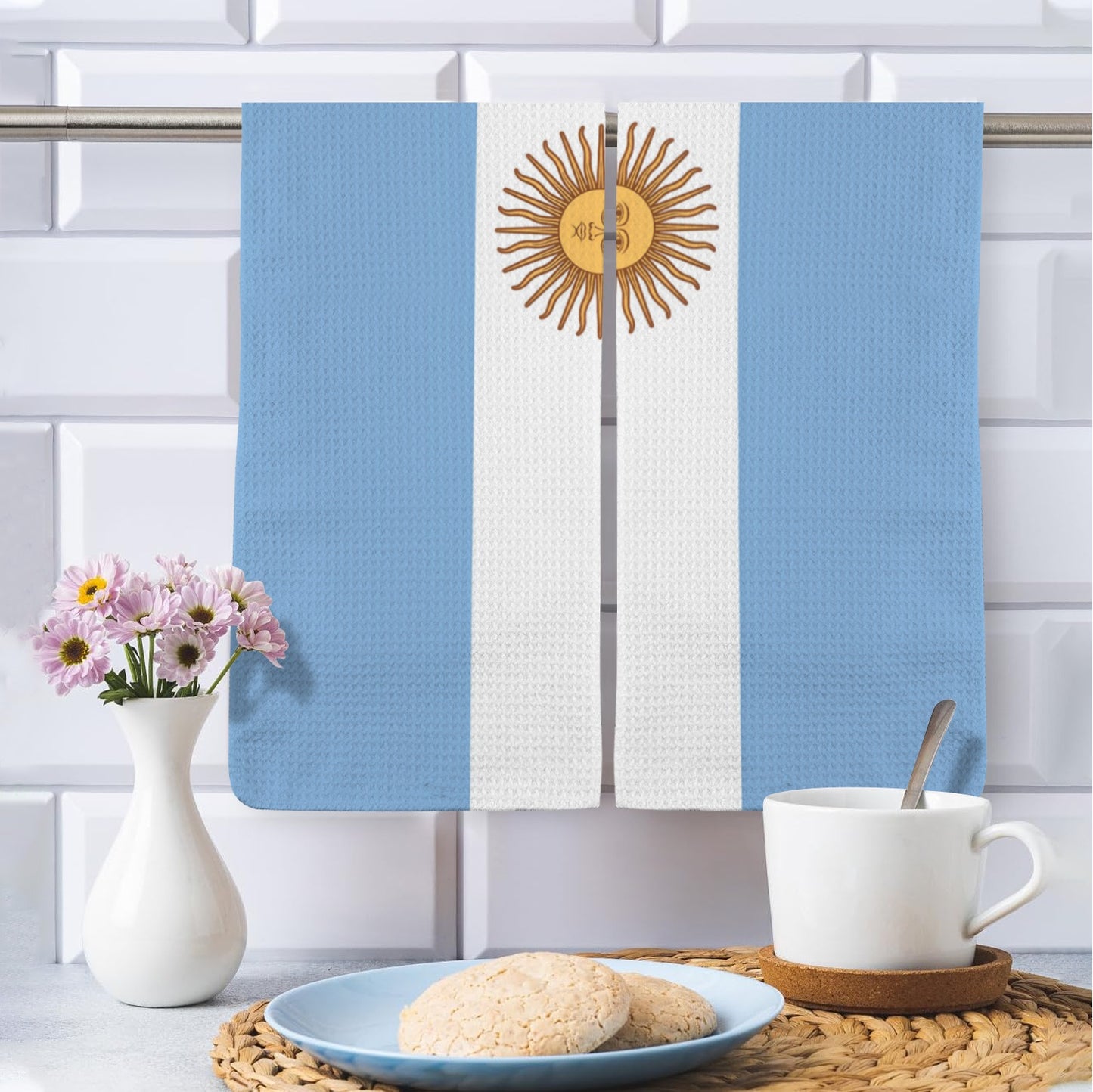 Argentina Flag Inspired Kitchen Towel 40X60cm (Pack of 2) (Made in the USA)