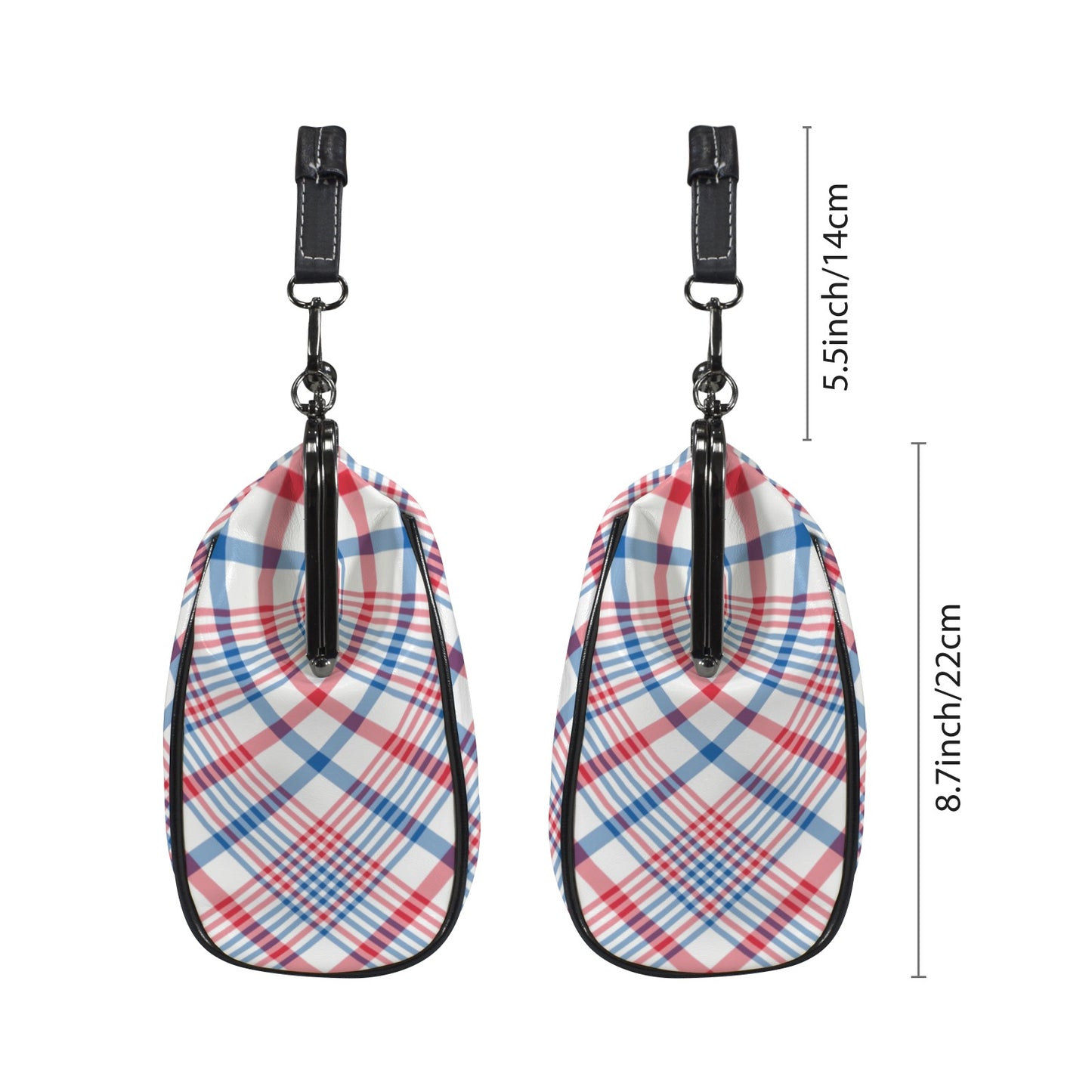 USA/American Flag Inspired Plaid Pattern Kisslock Crossbody Shoulder Bag