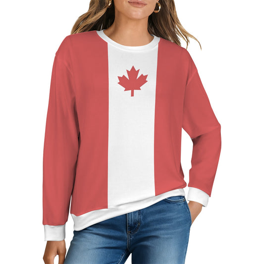 Canada Flag Inspired Women's Crew Neck Sweater Printed in the USA