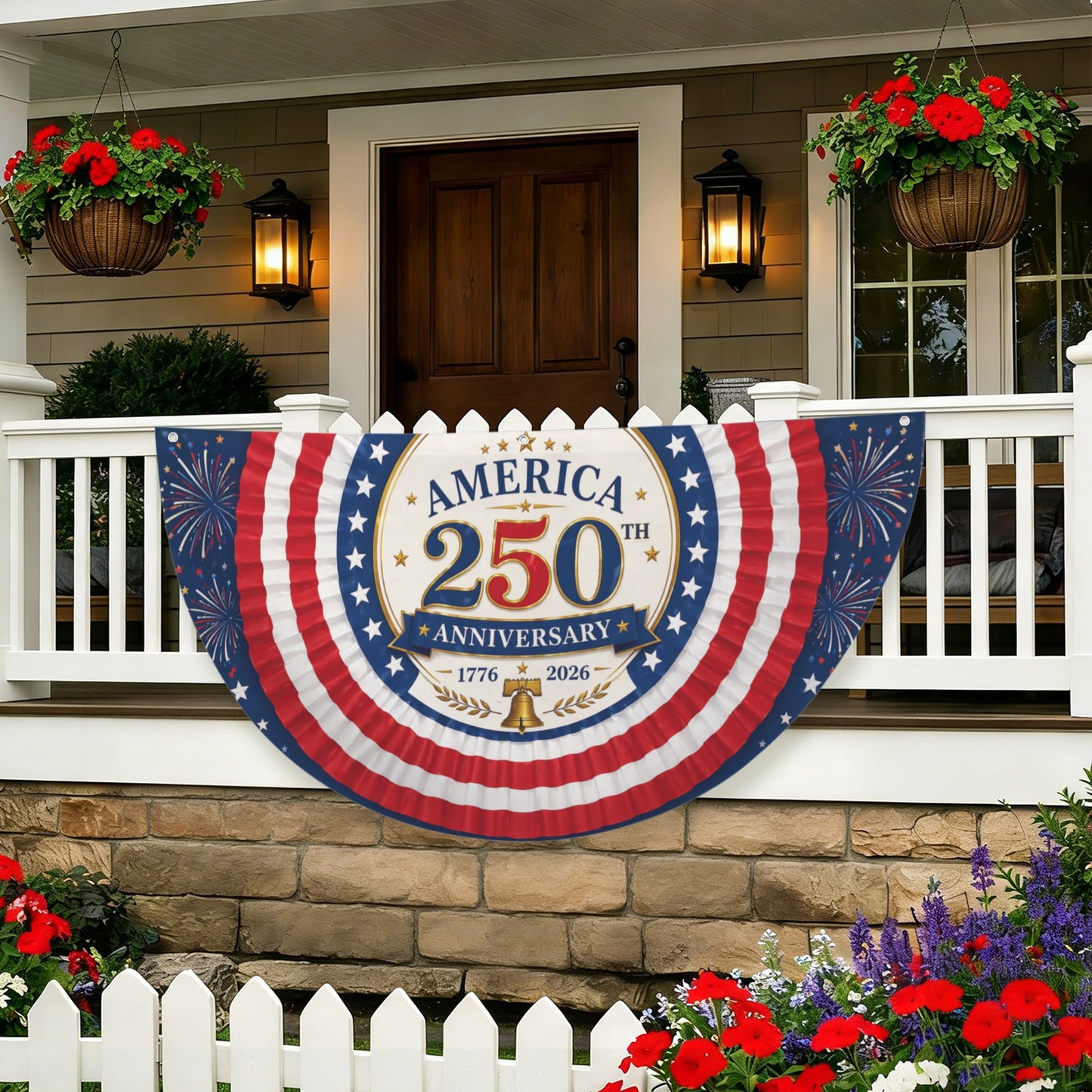 250th Anniversary USA/American Flag Inspired Semi Circle Flag 72 x 36 inch style 3 | Ships from USA