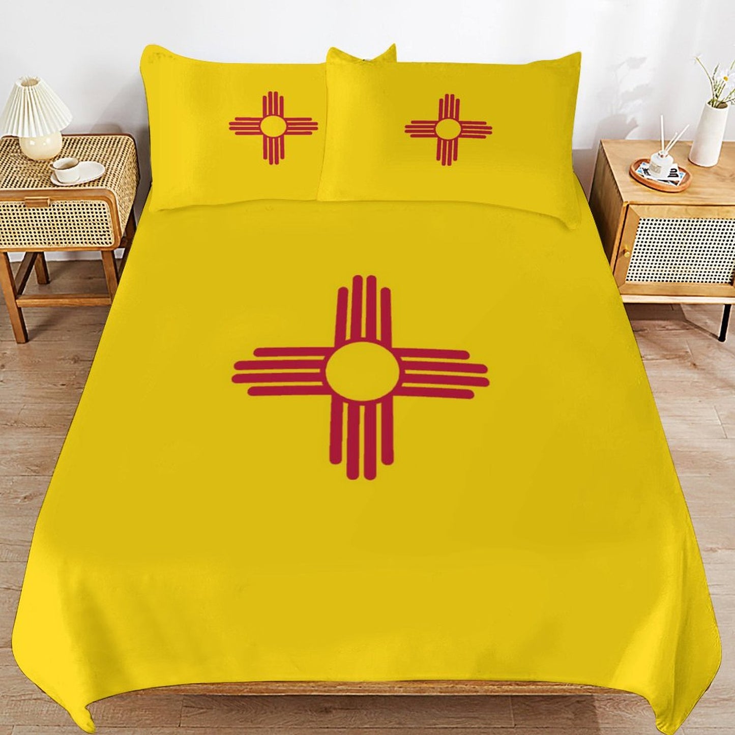 New Mexico Flag Inspired 3-Piece Bedding Set (1 Duvet Cover + 2 Pillow Shams) – 102"×90"