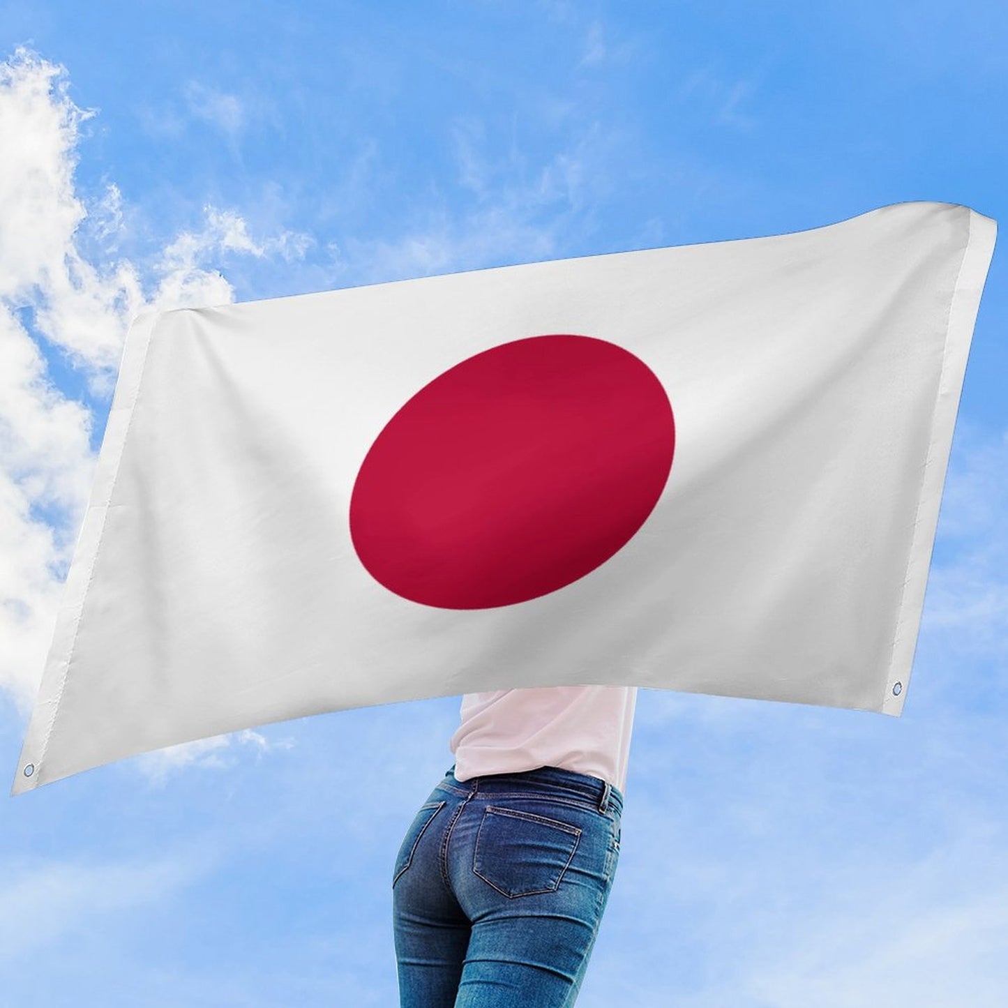 Japan Flag Inspired Wall Mount Flag with Four Grommets (35x59 in)