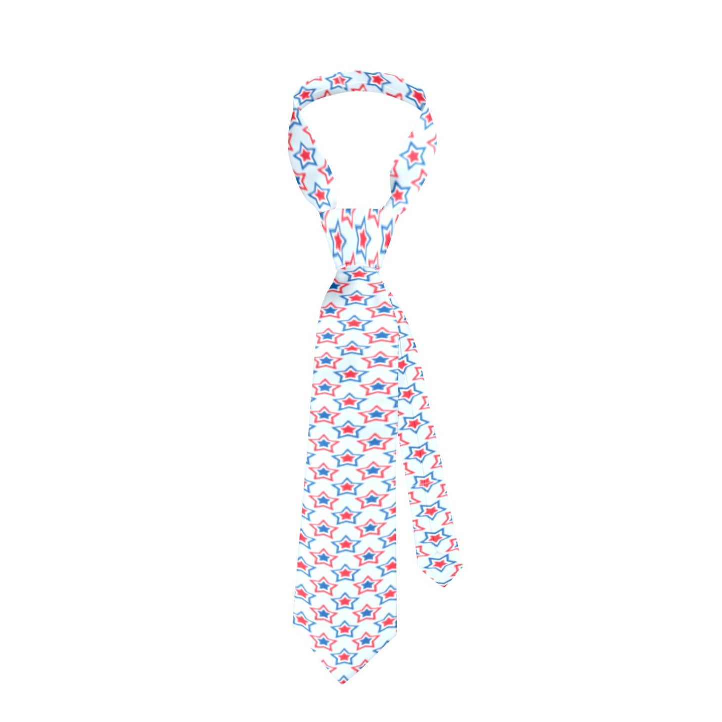 USA/American Flag Inspired Red, White & Blue Stars Pattern Classic Necktie (Two Sides)