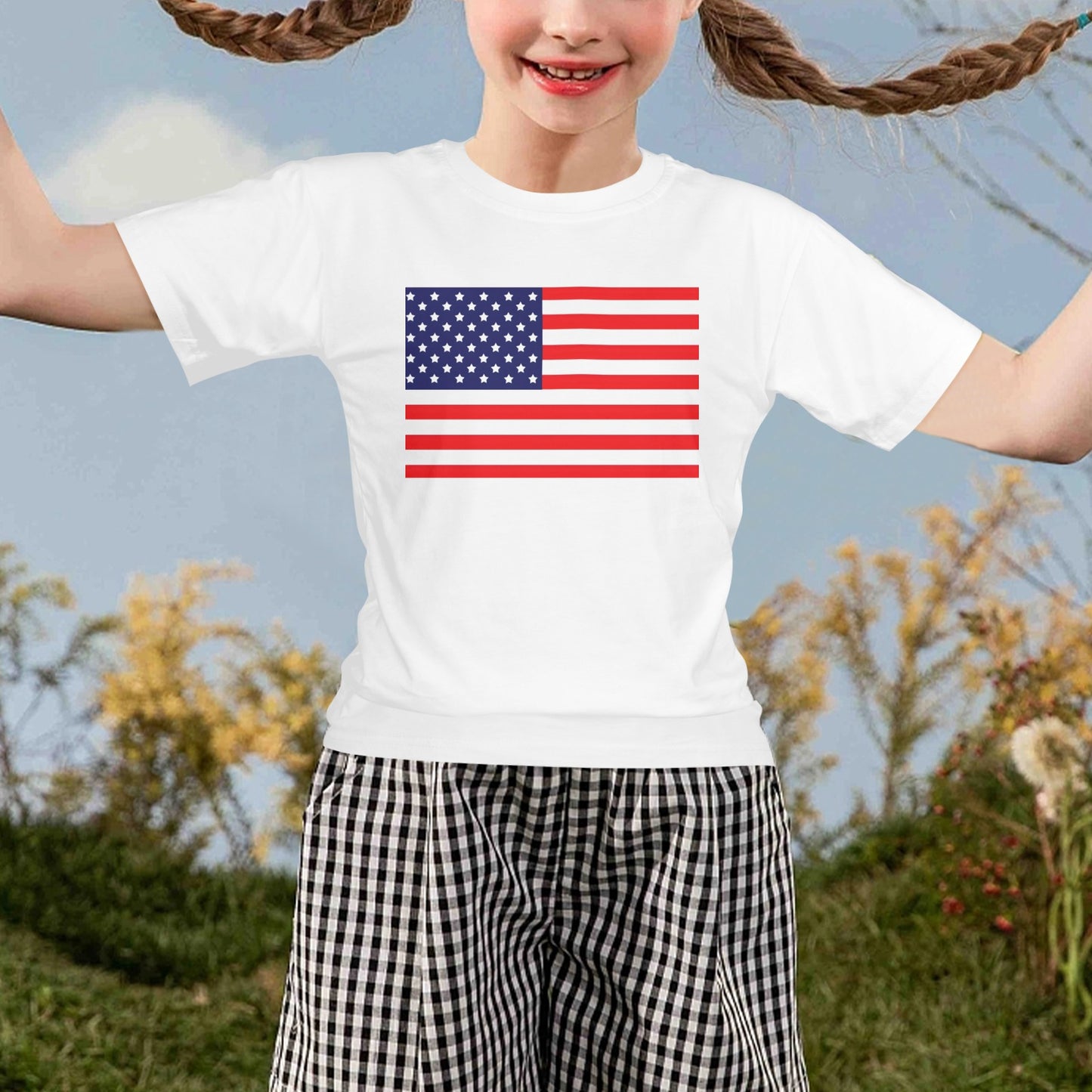 USA/American Flag Inspired Girls T-Shirt Made in the USA