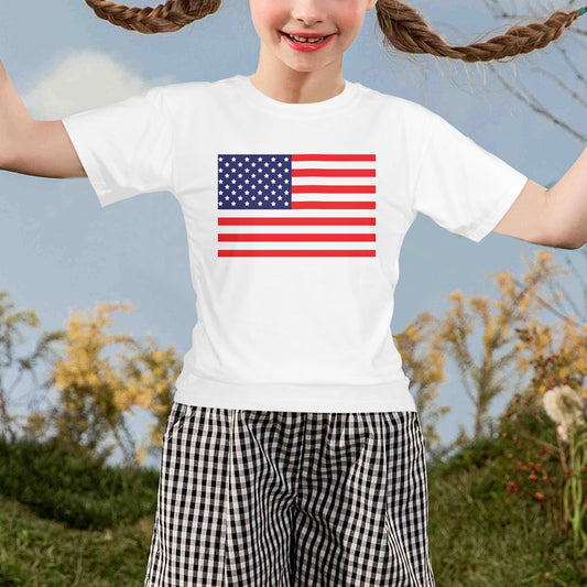 USA/American Flag Inspired Girls T-Shirt Made in the USA
