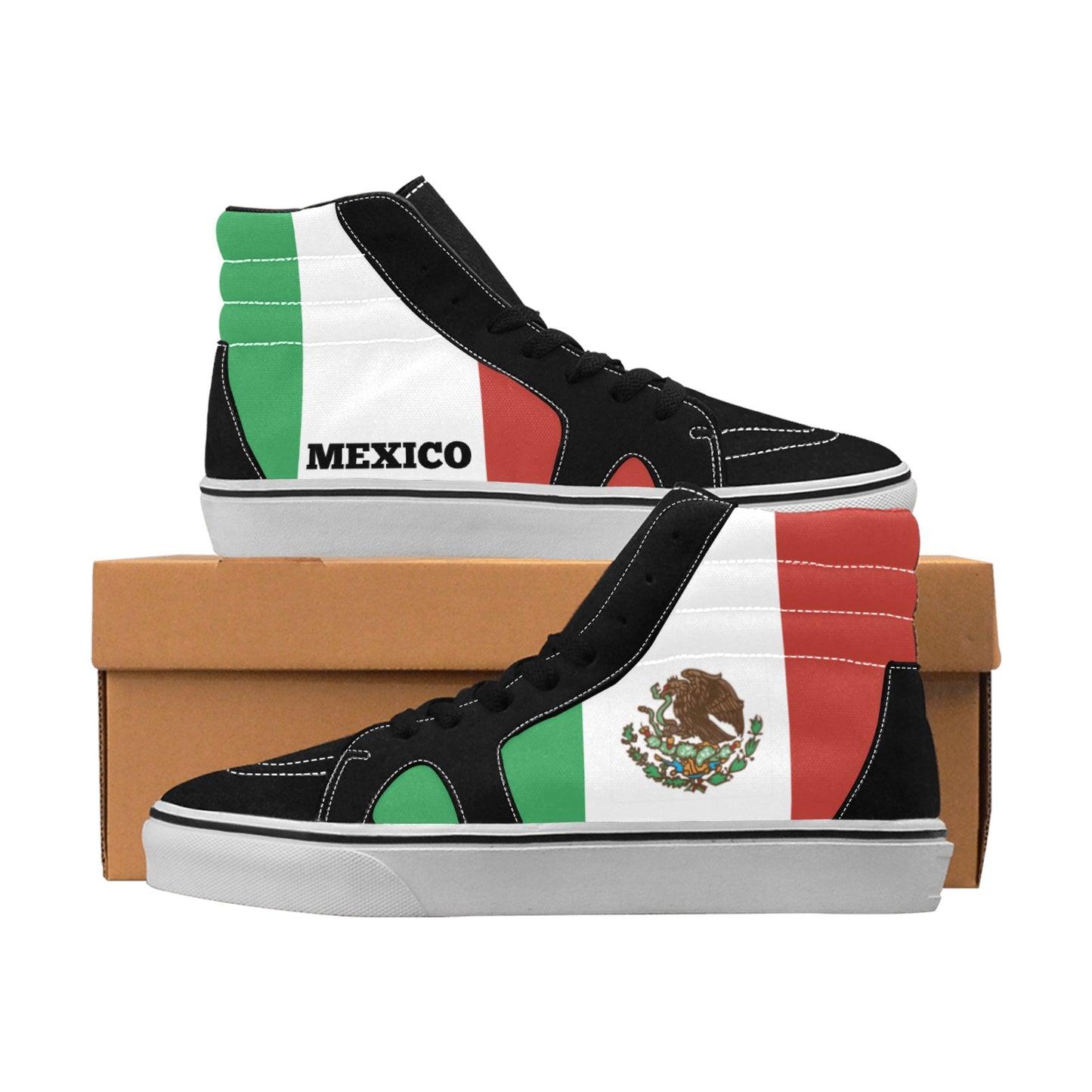 Mexico Flag Inspired Women's High Top Canvas Shoes