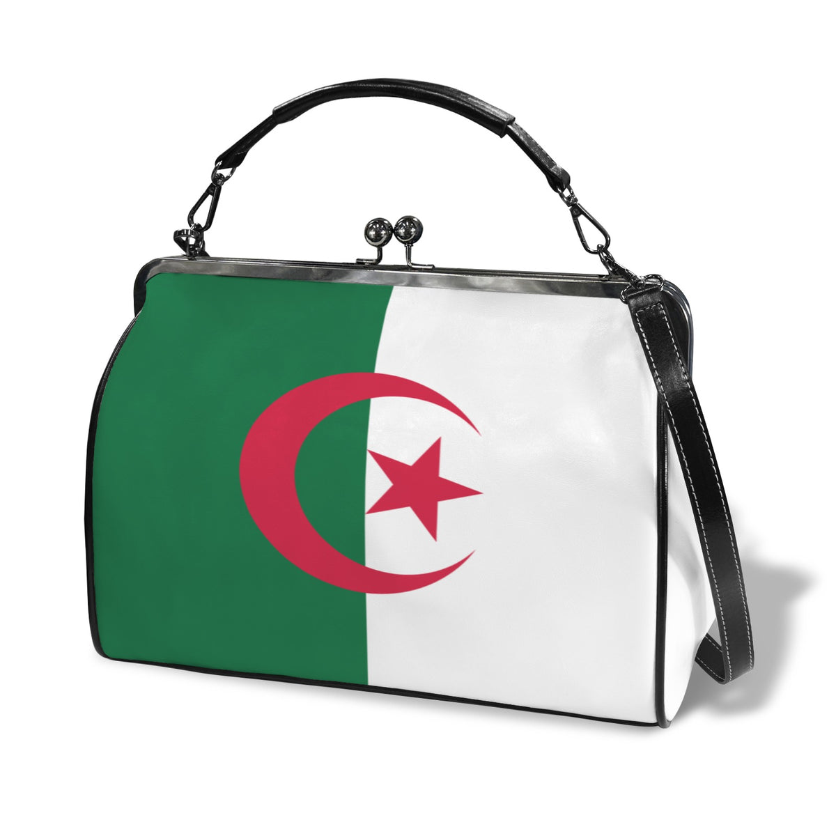 Algeria Flag Inspired Kisslock Crossbody Shoulder Bag-Large (Model 1752)
