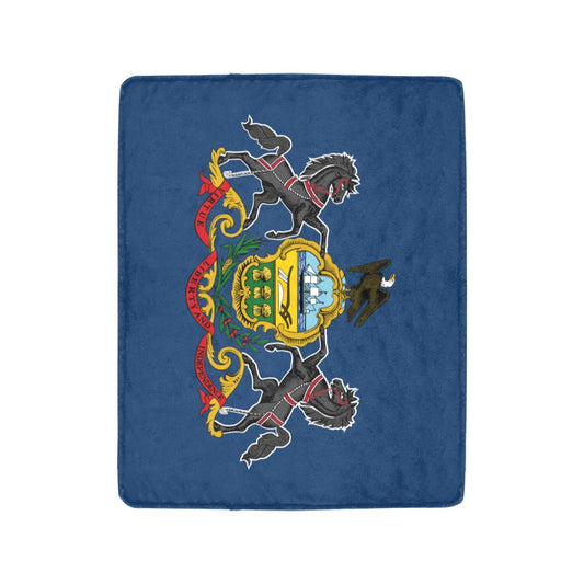 Blue blanket featuring Pennsylvania state flag by Luv My Flag.