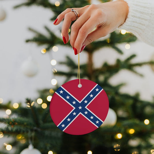 Confederate Battle Flag Inspired Circle Ceramic Ornament Made in USA Circle Ceramic Ornament (Made in USA)