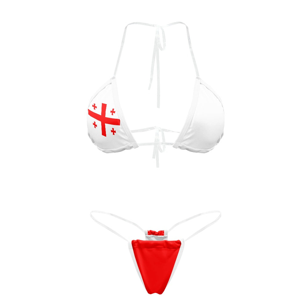 Georgia Flag Inspired Transparent String Bikini