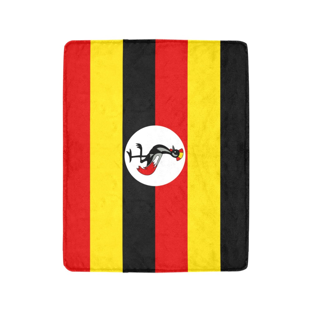 [Luv My Flag] blanket featuring Uganda flag design, rectangular.