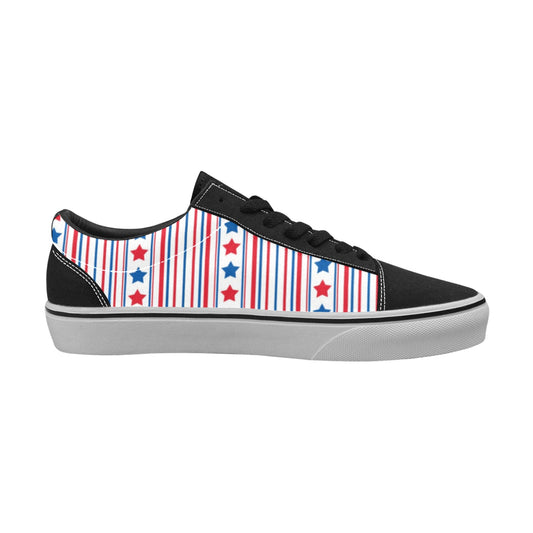 USA/American Flag Inspired Stars & Stripes Pattern Women's Lace-Up Canvas Shoes