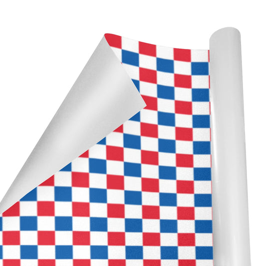 USA/American Flag Inspired Checkered Pattern Custom Gift Wrapping Paper 58"x 22.5" (4 Rolls)