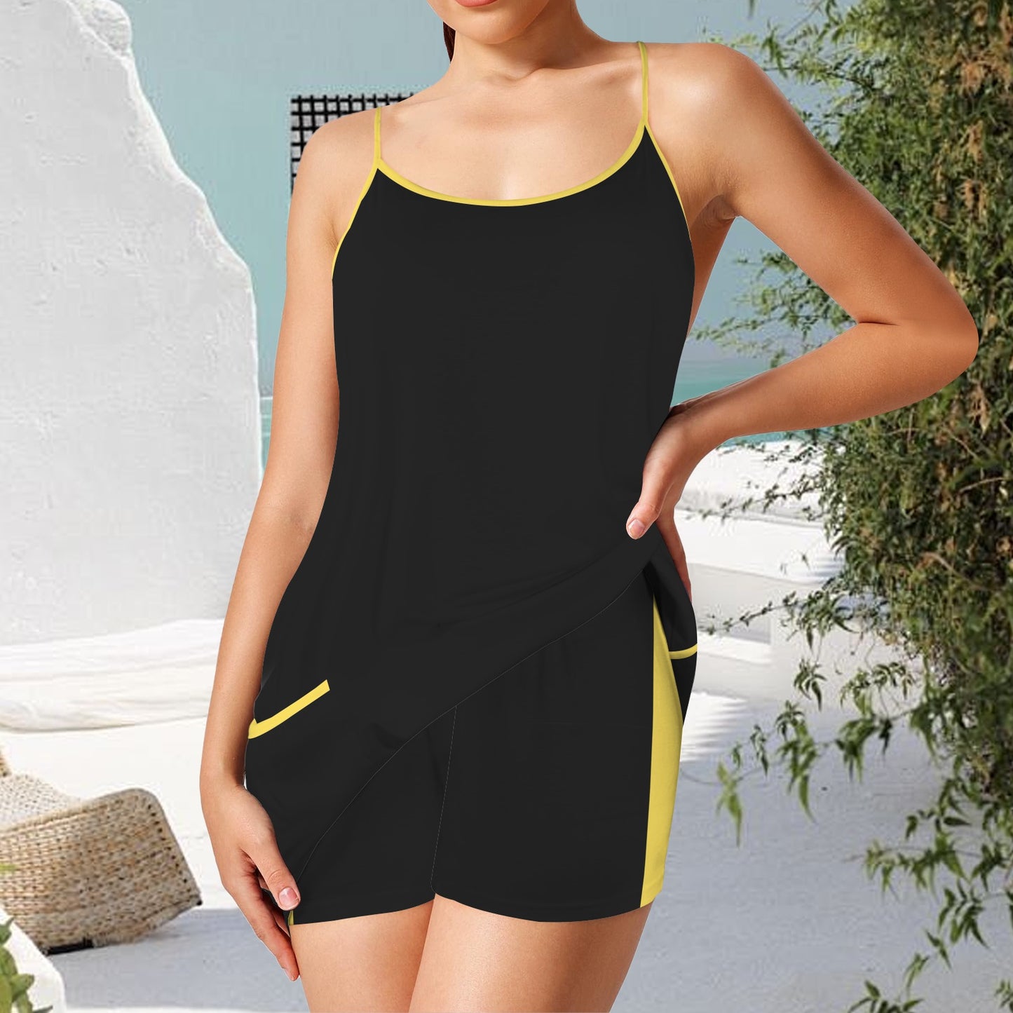 Thin Gold Line Flag Inspired Women's Double-Layered Camisole Dress