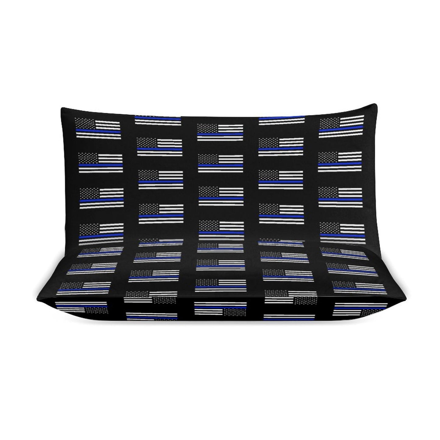 Thin Blue Line Flag Inspired 3-Piece Bedding Set (1 Duvet Cover + 2 Pillow Shams) – 102"×90"