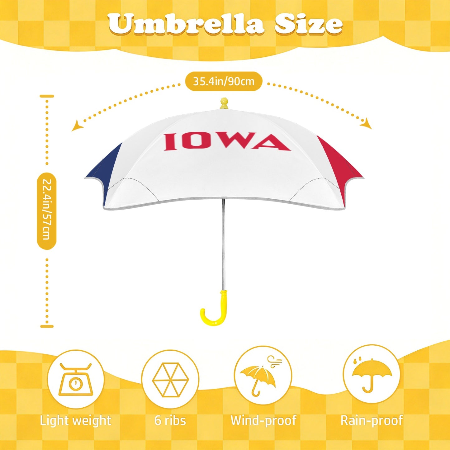 Iowa Flag Inspired Kids Safe Round Corner Umbrella