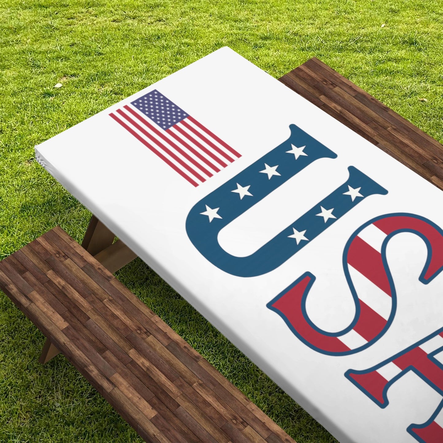 USA/American Flag Inspired Design Picnic Table Cover (72" x 30") (Made in the USA)