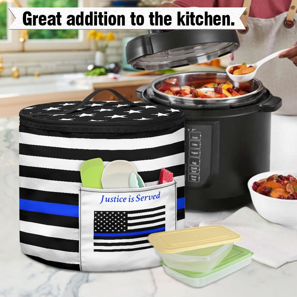 Thin Blue Line Flag Inspired "Justice is Served" Electric Pressure Cooker Insulation Bag