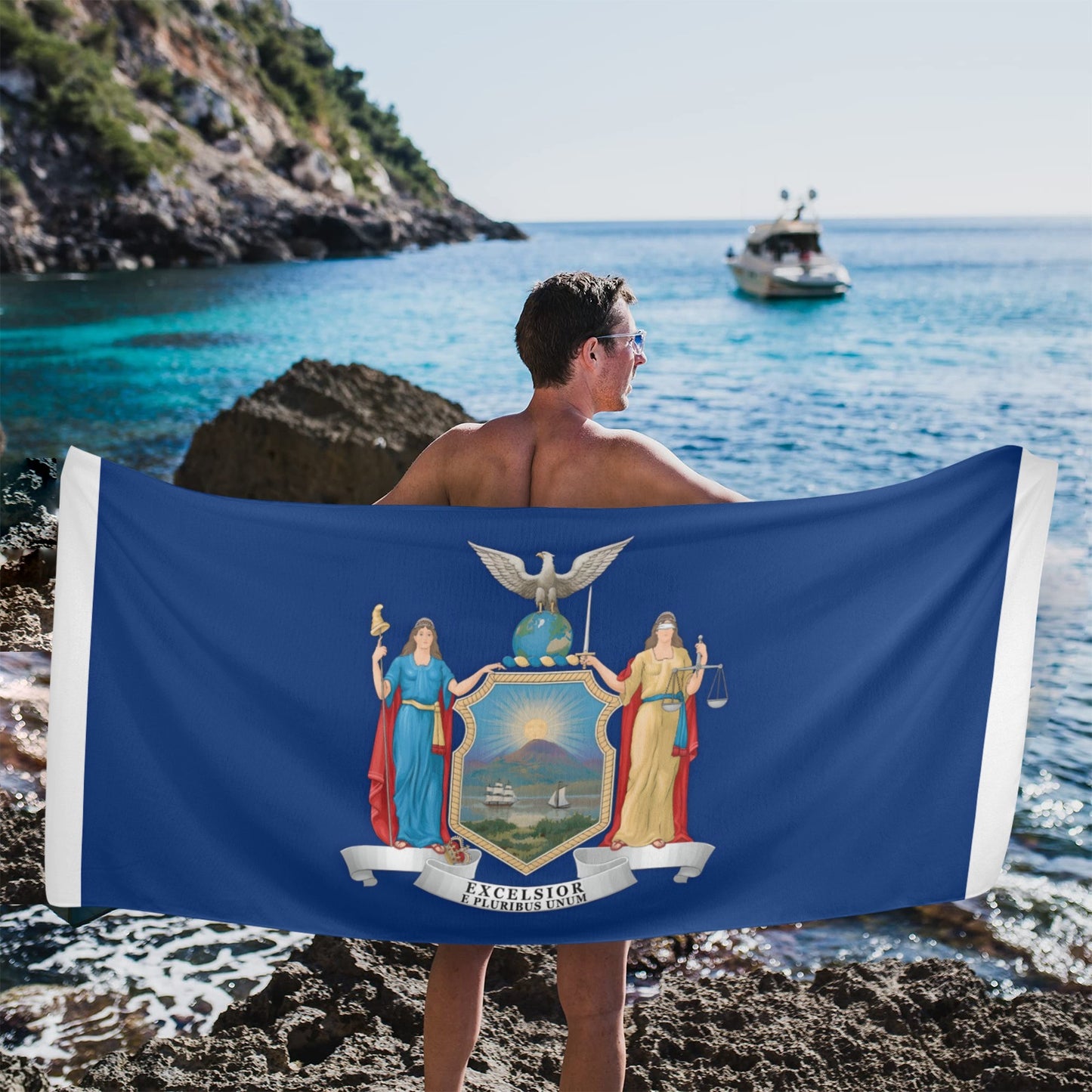 New York Flag Beach Towel 31"x71" (Made in USA)