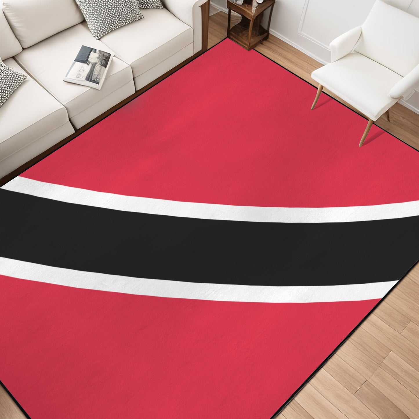 Trinidad and Tobago Flag Inspired 84x60 Inch Area Rug with Black Binding (Made in the USA)