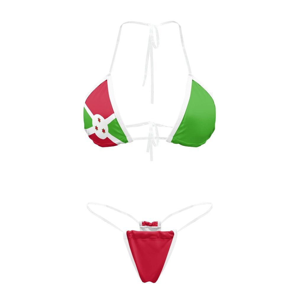 Burundi Flag Inspired Transparent String Bikini