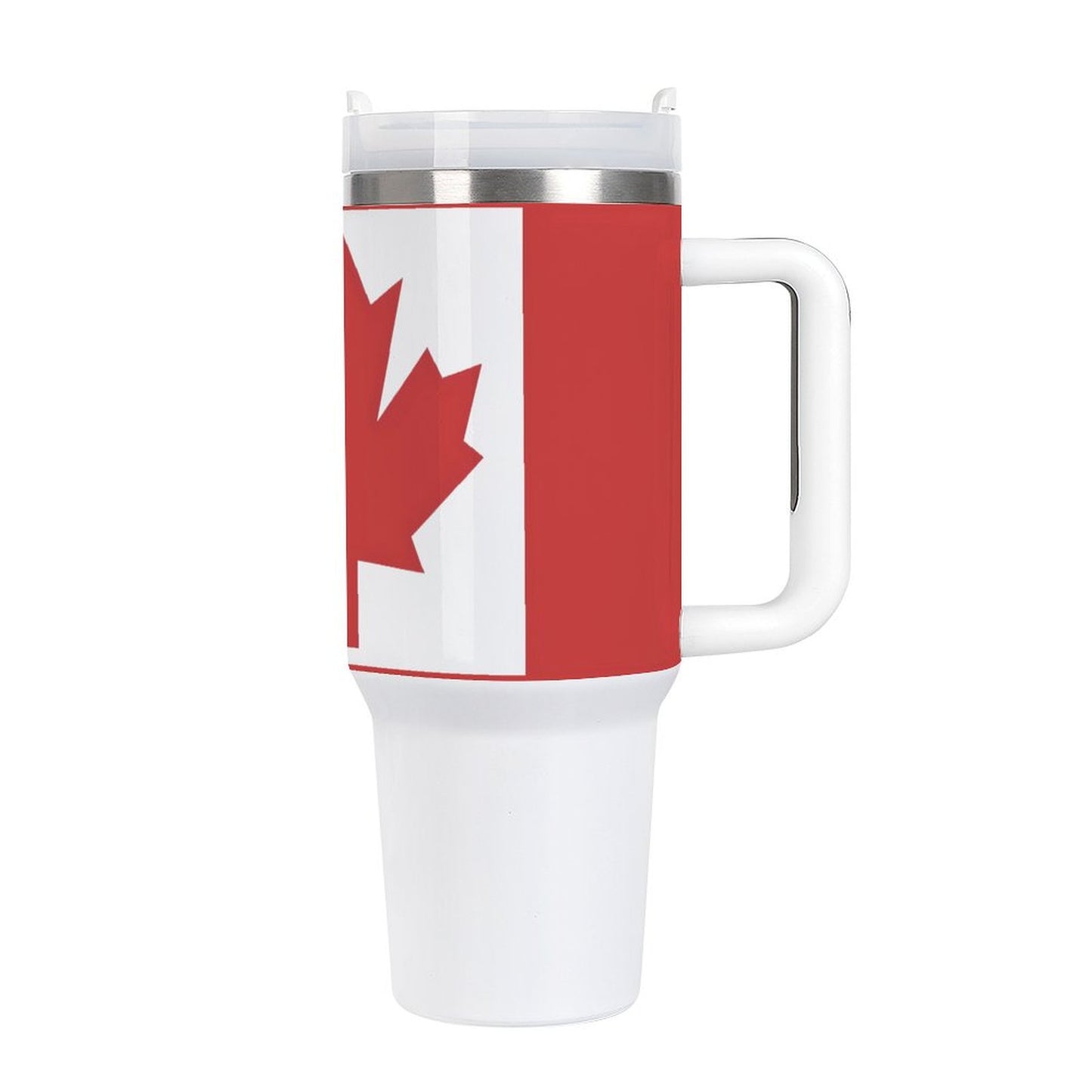 [Brand] mug with Canadian flag design, white handle.