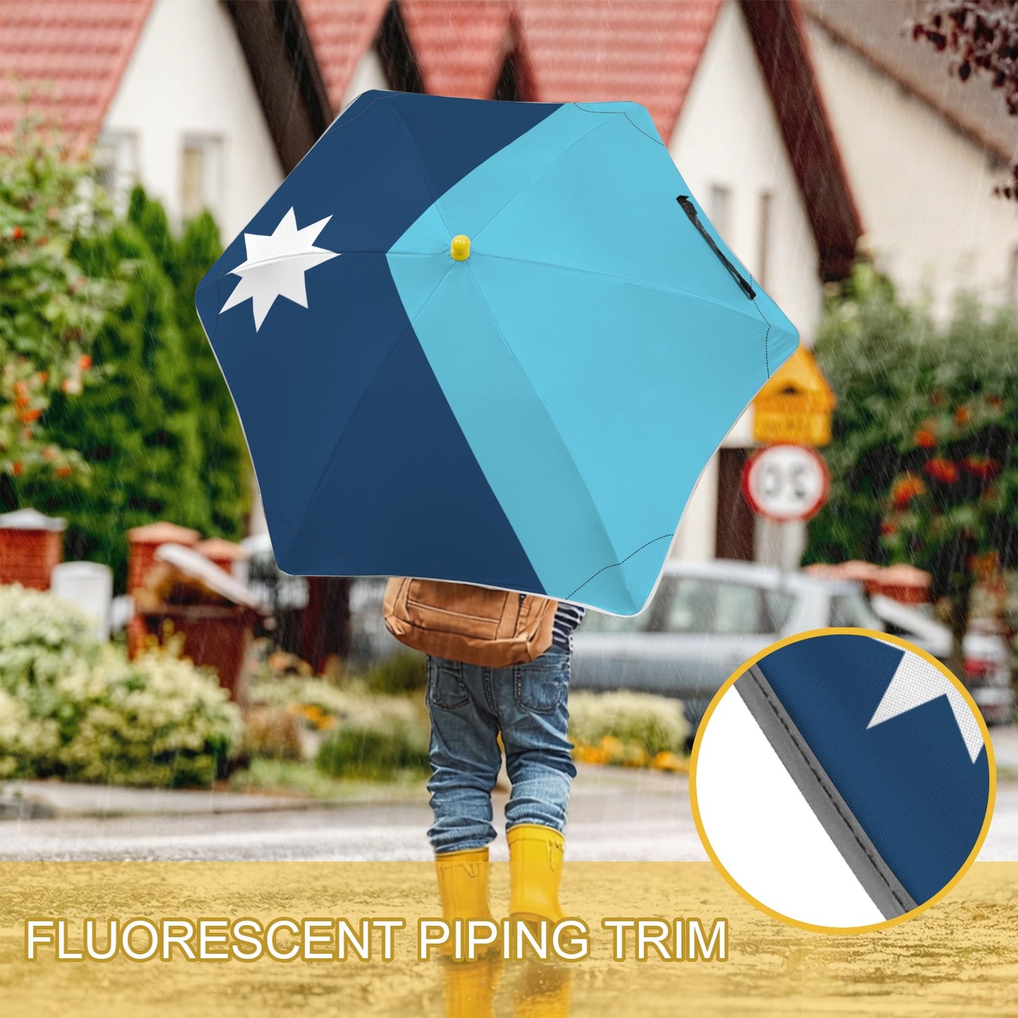 Minnesota Flag Inspired Kids Safe Round Corner Umbrella